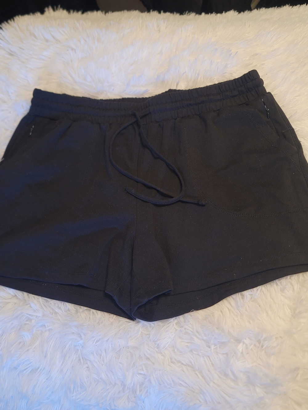 🔥3 For $25 Black Women's Drawstring Lounge Workout Shorts Size Large